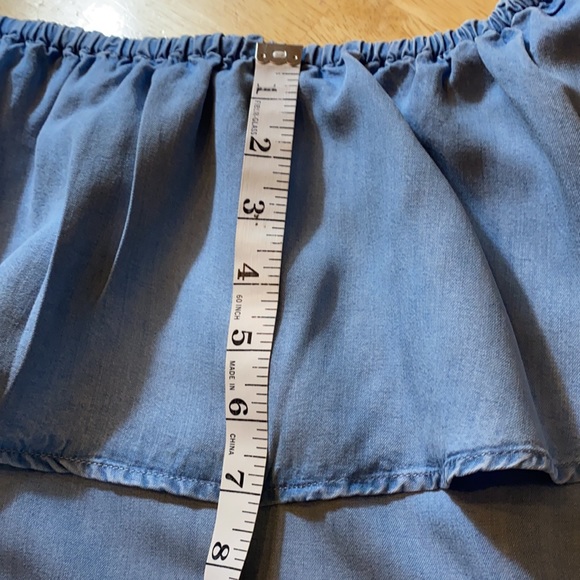 Zara Woman Chambray Ruffle Off Shoulder Mini Dress - Picture 12 of 12